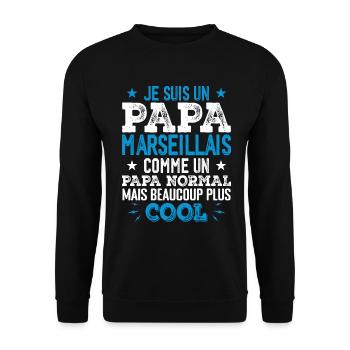 Papa Marseillais Humour - Cadeau Anniversaire Papa - Sweat-shirt Unisexe - noir - Devant - Alina (178cm) & Michal (187cm)