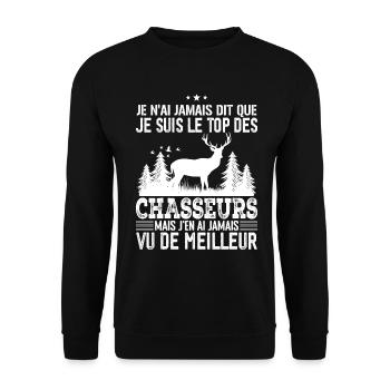 Chasse Pour Homme Cerf Cadeau Chasse Hommes - Sweat-shirt Unisexe - noir - Devant - Alina (178cm) & Michal (187cm)