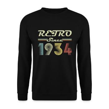 Retro seit 1934 Geburtstagsgeschenk - Unisex Pullover - Schwarz - Vorne - Alina (178cm) & Michal (187cm)