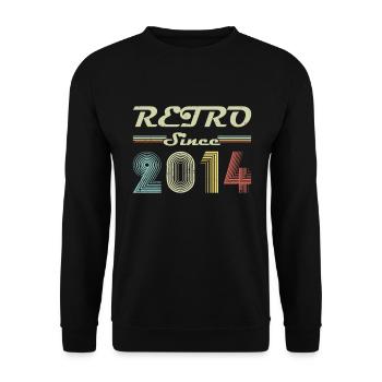 Retro seit 2014 Geburtstagsgeschenk - Unisex Pullover - Schwarz - Vorne - Alina (178cm) & Michal (187cm)