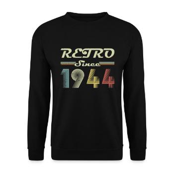 Retro seit 1944 Geburtstagsgeschenk - Unisex Pullover - Schwarz - Vorne - Alina (178cm) & Michal (187cm)