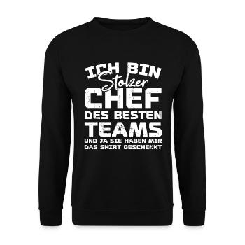 Stolzer Chef Des Besten Teams Shirt Geschenkt Fun - Unisex Pullover - Schwarz - Vorne - Alina (178cm) & Michal (187cm)