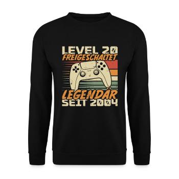 Level 20 freigeschaltet Legendär seit 2004 - Unisex Pullover - Schwarz - Vorne - Alina (178cm) & Michal (187cm)