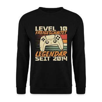 Level 10 freigeschaltet Legendär seit 2014 - Unisex Pullover - Schwarz - Vorne - Alina (178cm) & Michal (187cm)