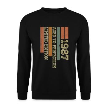 1987 Cadeau Anniversaire Vintage Rétro Né en 1987 - Sweat-shirt Unisexe - noir - Devant - Alina (178cm) & Michal (187cm)