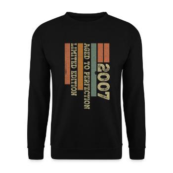 2007 Retro Vintage Geburtstagsgeschenk Geboren im Jahr 2007 - Unisex Pullover - Schwarz - Vorne - Alina (178cm) & Michal (187cm)