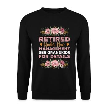 Pensionierung unter neuer Leitung siehe Enkelkinder - Unisex Pullover - Schwarz - Vorne - Alina (178cm) & Michal (187cm)