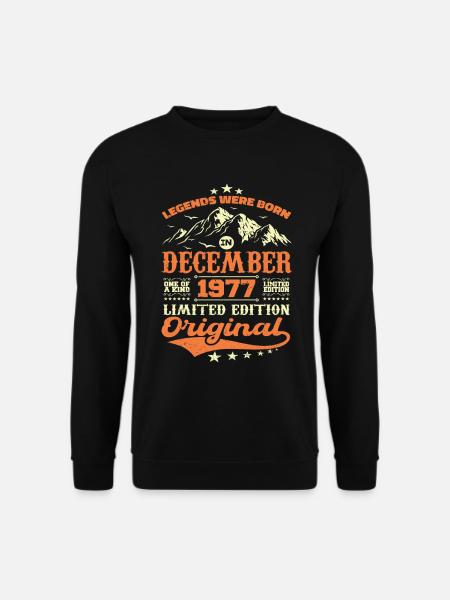 Décembre 1977 Cadeau Anniversaire - December 1977 - Sweat-shirt Unisexe - noir