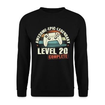 Level 20 Complete Geschenk zum 20. Geburtstag - Unisex Pullover - Schwarz - Vorne - Alina (178cm) & Michal (187cm)