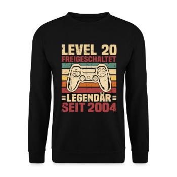 Level 20 freigeschaltet legendär seit 2004 - Unisex Pullover - Schwarz - Vorne - Alina (178cm) & Michal (187cm)