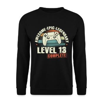 Level 13 Complete Geschenk zum 13. Geburtstag - Unisex Pullover - Schwarz - Vorne - Alina (178cm) & Michal (187cm)