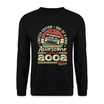 Jahrgang 2002 Original Retro Geburtstagsgeschenk - Unisex Pullover - Schwarz - Vorne - Alina (178cm) & Michal (187cm)