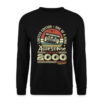 Vintage 2000 Original Retro Geburtstagsgeschenk - Unisex Pullover - Schwarz - Vorne - Alina (178cm) & Michal (187cm)