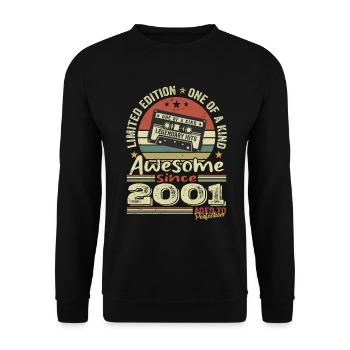Jahrgang 2001 Original Retro Geburtstagsgeschenk - Unisex Pullover - Schwarz - Vorne - Alina (178cm) & Michal (187cm)