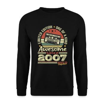Jahrgang 2007 Original Retro Jubiläumsgeschenk - Unisex Pullover - Schwarz - Vorne - Alina (178cm) & Michal (187cm)