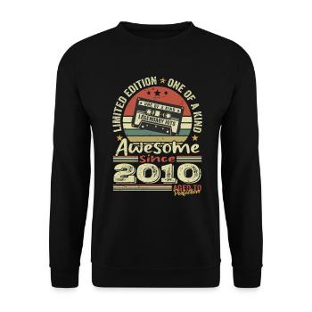 Jahrgang 2010 Original Retro Jubiläumsgeschenk - Unisex Pullover - Schwarz - Vorne - Alina (178cm) & Michal (187cm)