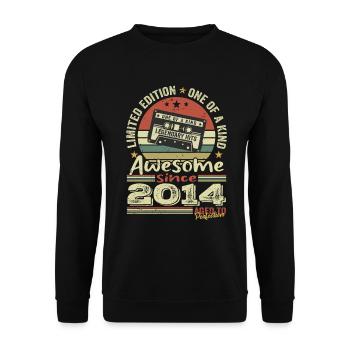 Jahrgang 2014 Original Retro Jubiläumsgeschenk - Unisex Pullover - Schwarz - Vorne - Alina (178cm) & Michal (187cm)