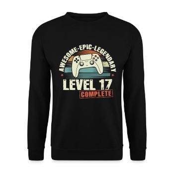 Level 17 Complete 17th Birthday Gift - Unisex Sweatshirt - black - Front - Alina (178cm) & Michal (187cm)