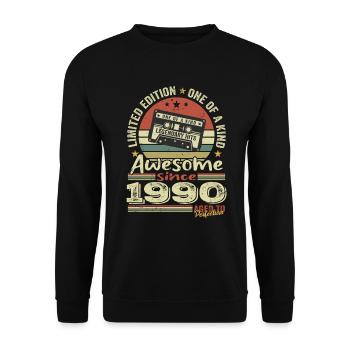 Vintage, 1990er Jahre, originales Retro-Jubiläumsgeschenk - Unisex Pullover - Schwarz - Vorne - Alina (178cm) & Michal (187cm)