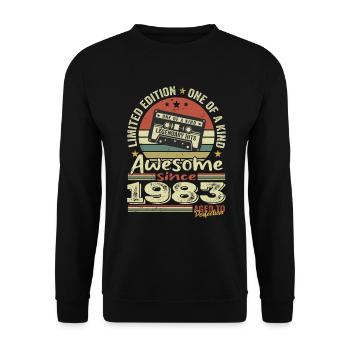 Jahrgang 1983 Original Retro Jubiläumsgeschenk - Unisex Pullover - Schwarz - Vorne - Alina (178cm) & Michal (187cm)