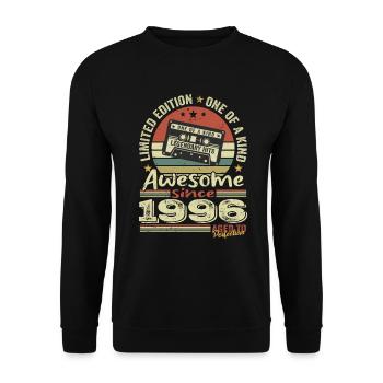 Vintage 1996 Original Retro Geburtstagsgeschenk - Unisex Pullover - Schwarz - Vorne - Alina (178cm) & Michal (187cm)