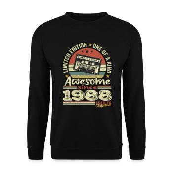 Jahrgang 1988 Original Retro Jubiläumsgeschenk - Unisex Pullover - Schwarz - Vorne - Alina (178cm) & Michal (187cm)