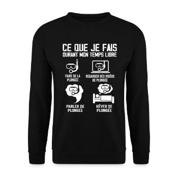 Ce Que Je Fais Durant Mon Temps Libre Plongée - Sweat-shirt Unisexe - noir - Devant - Alina (178cm) & Michal (187cm)