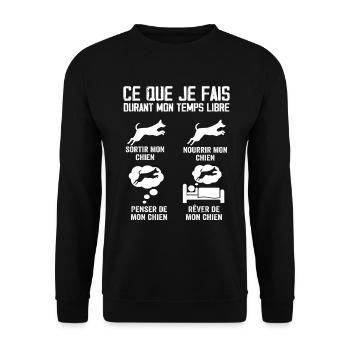 Ce que je fais durant mon temps libre Chien - Sweat-shirt Unisexe - noir - Devant - Alina (178cm) & Michal (187cm)