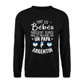 Bébés égaux meilleurs ont un papa Argentin - Sweat-shirt Unisexe - noir - Devant - Alina (178cm) & Michal (187cm)