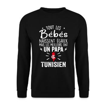 Bébés égaux meilleurs ont un papa Tunisien - Sweat-shirt Unisexe - noir - Devant - Alina (178cm) & Michal (187cm)