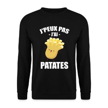 J'peux pas j'ai Patates Cadeau Jardinier Humour - Sweat-shirt Unisexe - noir - Devant - Alina (178cm) & Michal (187cm)
