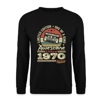 Vintage, 1970er Jahre, Original, Retro-Jubiläumsgeschenk - Unisex Pullover - Schwarz - Vorne - Alina (178cm) & Michal (187cm)