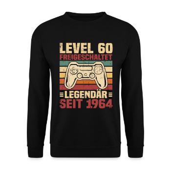 Level 60 freigeschaltet legendär seit 1964 - Unisex Pullover - Schwarz - Vorne - Alina (178cm) & Michal (187cm)