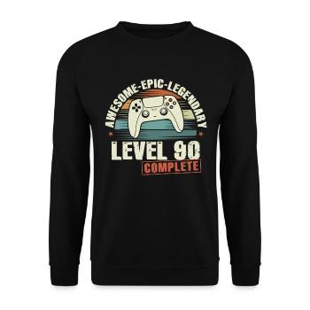 Level 90 Complete 90th Birthday Gift - Unisex Sweatshirt - black - Front - Alina (178cm) & Michal (187cm)