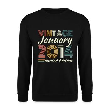 Januar 2014 Vintage Retro Geburtstagsgeschenk - Unisex Pullover - Schwarz - Vorne - Alina (178cm) & Michal (187cm)
