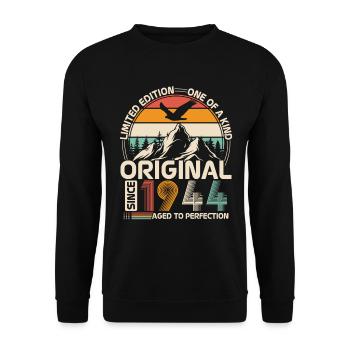 Original 1944 Vintage Anniversaire Rétro - Sweat-shirt Unisexe - noir - Devant - Alina (178cm) & Michal (187cm)