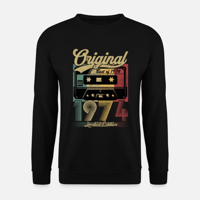 Vintage Anniversary 1974 Retro Kassette - Unisex Pullover - Schwarz