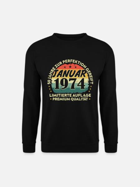 Januar 1974 Vintage Geschenk Geburtstag 50 Jahre - Unisex Pullover - Schwarz
