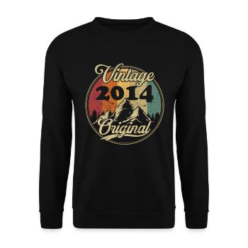 Vintage 2014 Original, Geburtstagsgeschenk - Unisex Pullover - Schwarz - Vorne - Alina (178cm) & Michal (187cm)