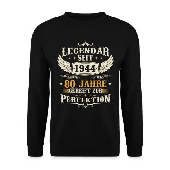 Legendary since 1944 Vintage 80 Years Birthday - Unisex Sweatshirt - black - Front - Alina (178cm) & Michal (187cm)