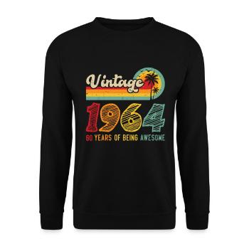 Jahrgang 1964 Cool 60 Jahre Geburtstagsgeschenk - Unisex Pullover - Schwarz - Vorne - Alina (178cm) & Michal (187cm)