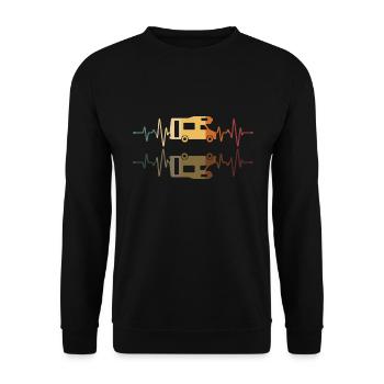 Camping Herzschlag - Unisex Pullover - Schwarz - Vorne - Alina (178cm) & Michal (187cm)