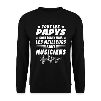 Les Papy Sont égaux Les Meilleurs Sont Musiciens - Sweat-shirt Unisexe - noir - Devant - Alina (178cm) & Michal (187cm)