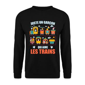 Juste Un Garçon Qui Aime Les Trains - Sweat-shirt Unisexe - noir - Devant - Alina (178cm) & Michal (187cm)