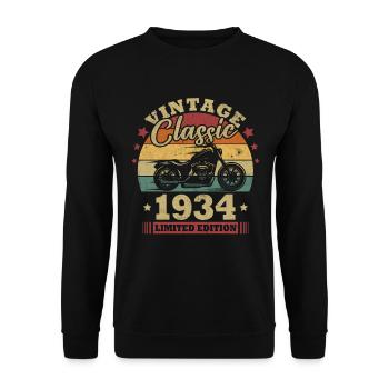 Vintage Classic Geburtstagsgeschenk Geboren 1934 - Unisex Pullover - Schwarz - Vorne - Alina (178cm) & Michal (187cm)