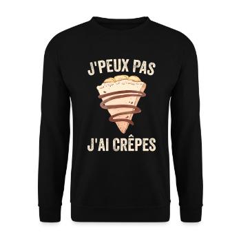 J'peux Pas J'ai Crêpes Cadeau Humour Drole - Sweat-shirt Unisexe - noir - Devant - Alina (178cm) & Michal (187cm)