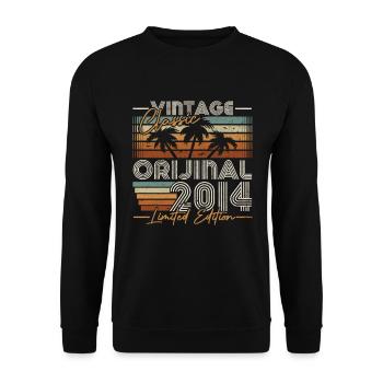 Jahrgang 2014 Geburtstagsgeschenk Geboren im Jahr 2014 - Unisex Pullover - Schwarz - Vorne - Alina (178cm) & Michal (187cm)