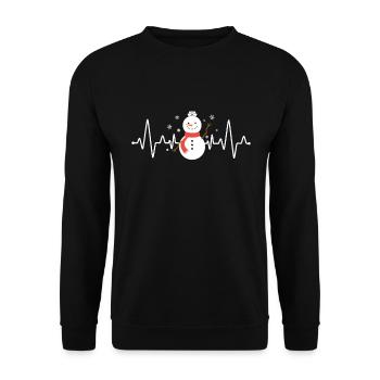Krankenschwester Schneemann Herzschlag - Unisex Pullover - Schwarz - Vorne - Alina (178cm) & Michal (187cm)