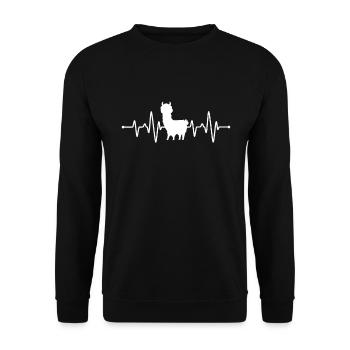 Heartbeat Llama - Unisex Sweatshirt - black - Front - Alina (178cm) & Michal (187cm)