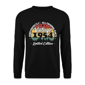 Vintage Cadeau Anniversaire Pour Né En 1954 - Sweat-shirt Unisexe - noir - Devant - Alina (178cm) & Michal (187cm)